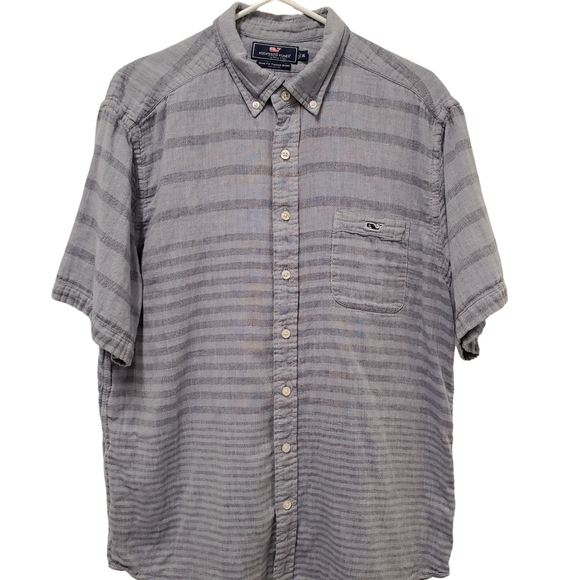 Vineyard Vines Men's Shirt Short Sleeve Button Slim Fit Tucker Gray Stripe XL - Picture 5 of 9